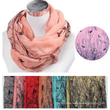 womens patterns printed The bird and tree cotton voile floral tribal styles Infinity Warm Snood circular neck Scarf